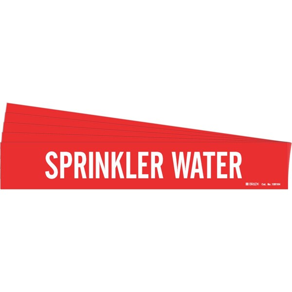 SPRINKLER WATER Pipe Marker Style 1 Polyester White on Red 1 per Card, 5 PK